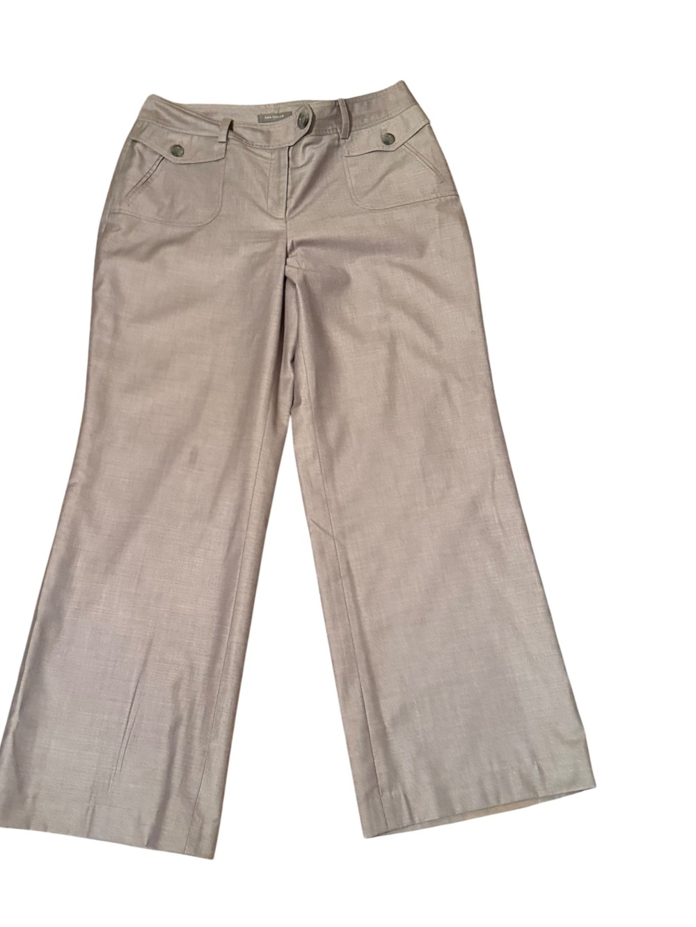 Ann Taylor Curvy Fit Neutral Taupe Gray Button Pocket Trousers Size 12 Workwear
